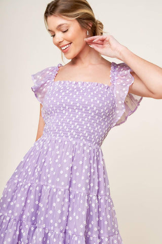 PLAYFULLY POSH LAVENDER WOVEN MINI DRESS - Glamourous Grace