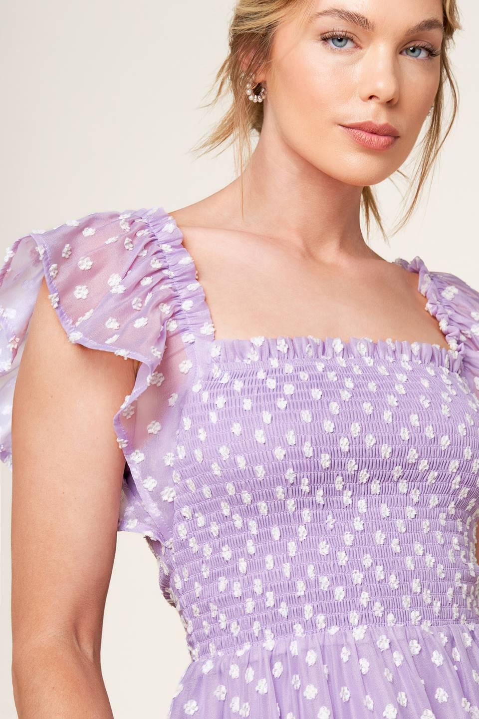 PLAYFULLY POSH LAVENDER WOVEN MINI DRESS - Glamourous Grace