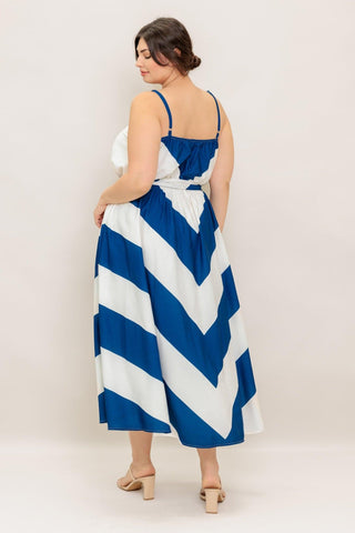 RADIANT HEART NAVY WOVEN MIDI DRESS - Glamourous Grace