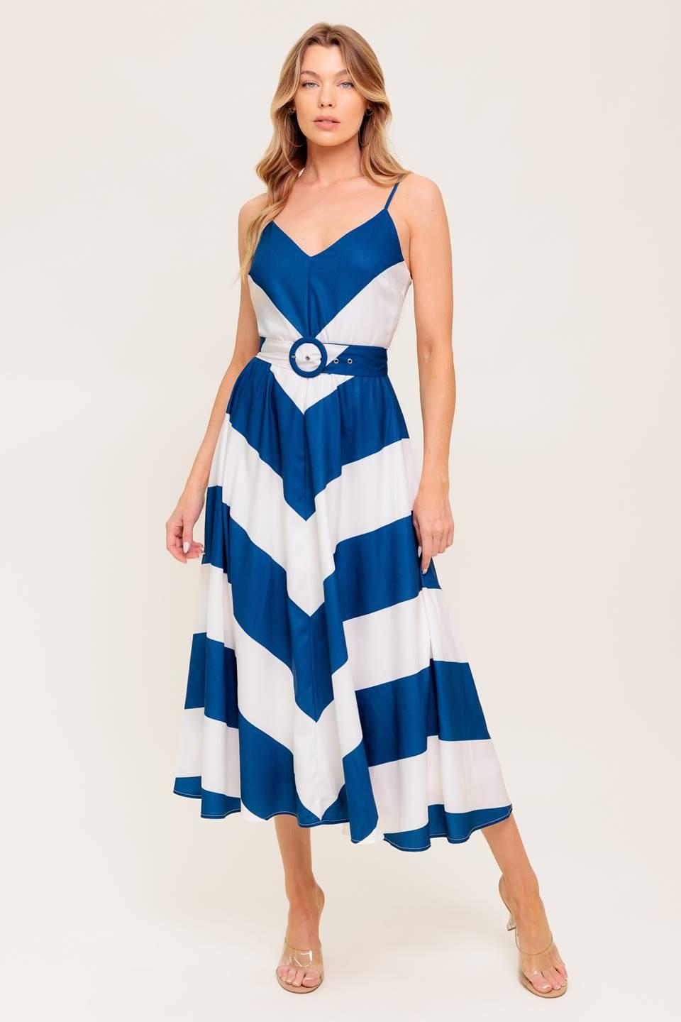 RADIANT HEART NAVY WOVEN MIDI DRESS - Glamourous Grace