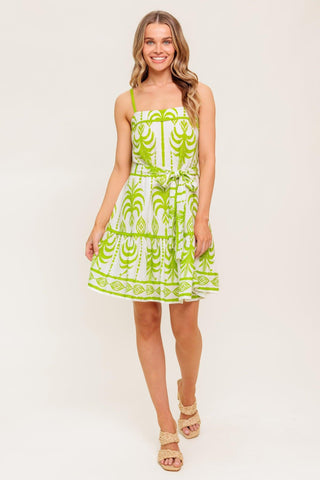 SUNDOWN CHARM GREEN WOVEN MINI DRESS - Glamourous Grace