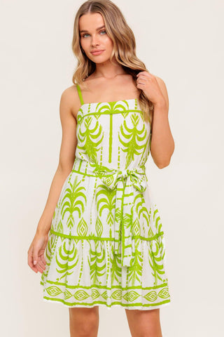 SUNDOWN CHARM GREEN WOVEN MINI DRESS - Glamourous Grace