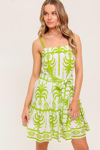 SUNDOWN CHARM GREEN WOVEN MINI DRESS - Glamourous Grace