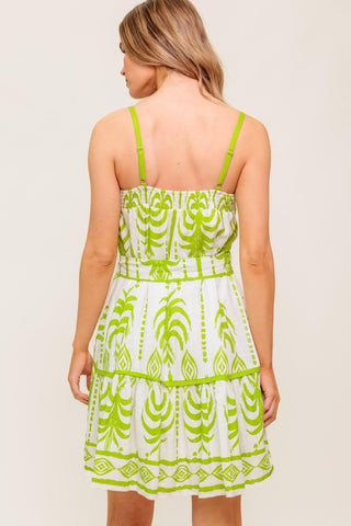 SUNDOWN CHARM GREEN WOVEN MINI DRESS - Glamourous Grace