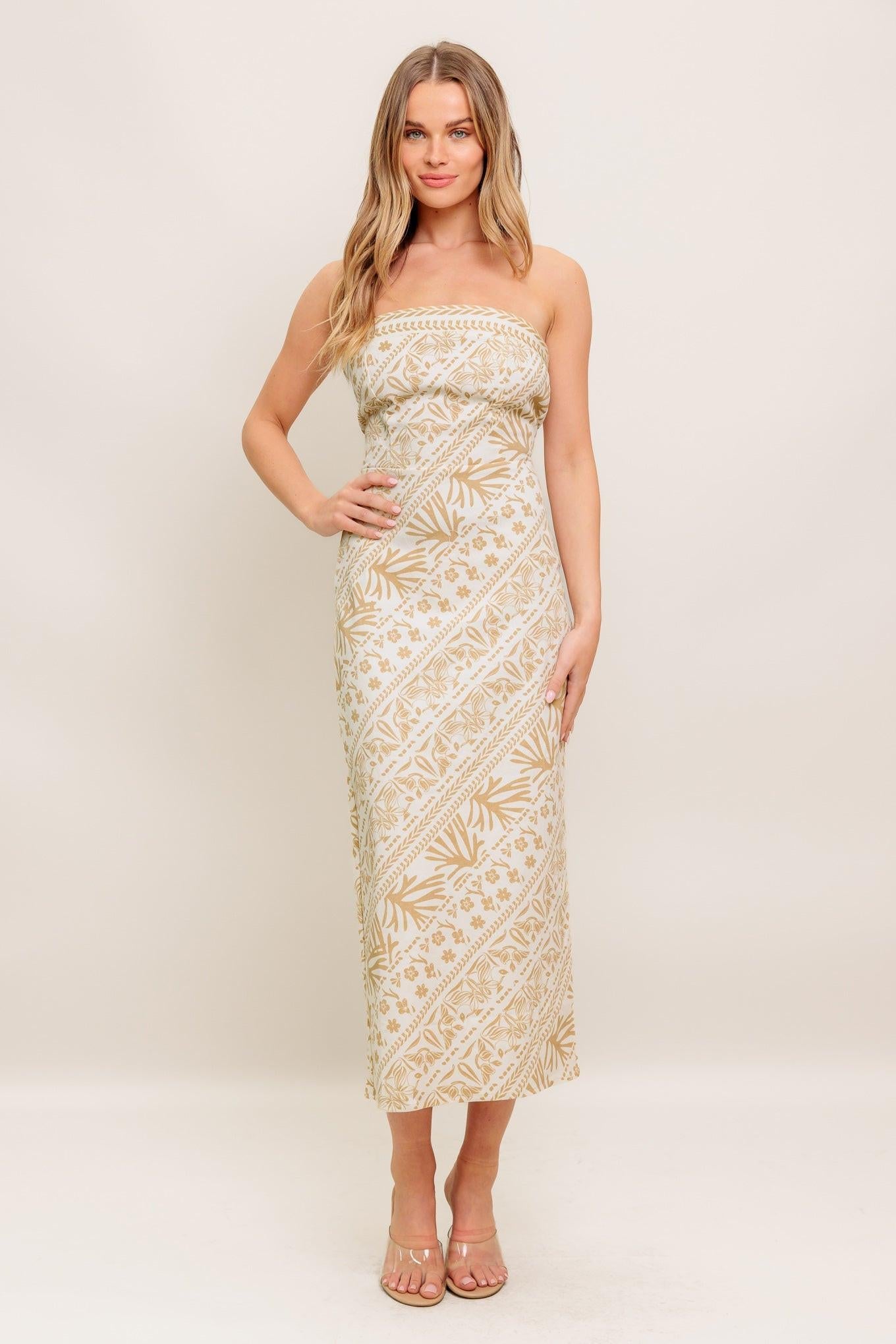 BOHO TROPIC DRAPE WOVEN MIDI DRESS - Glamourous Grace