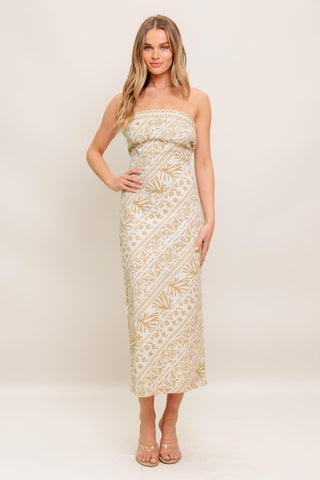 BOHO TROPIC DRAPE WOVEN MIDI DRESS - Glamourous Grace