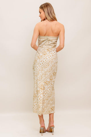 BOHO TROPIC DRAPE WOVEN MIDI DRESS - Glamourous Grace