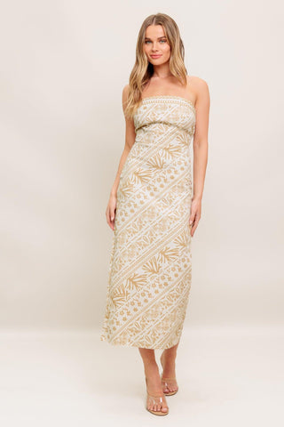 BOHO TROPIC DRAPE WOVEN MIDI DRESS - Glamourous Grace