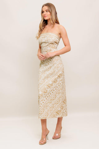 BOHO TROPIC DRAPE WOVEN MIDI DRESS - Glamourous Grace