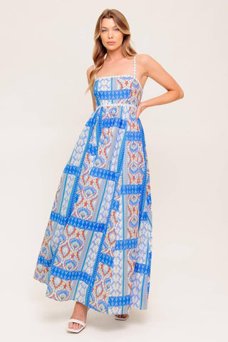 LASTING MAGIC BLUE WOVEN MAXI DRESS - Glamourous Grace