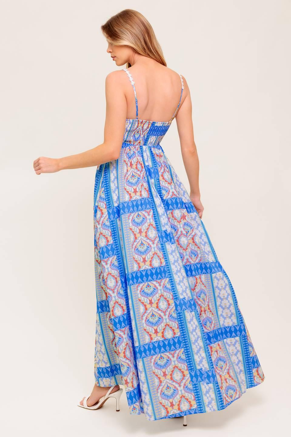 LASTING MAGIC BLUE WOVEN MAXI DRESS - Glamourous Grace