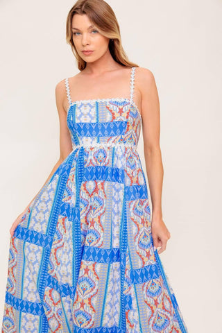 LASTING MAGIC BLUE WOVEN MAXI DRESS - Glamourous Grace