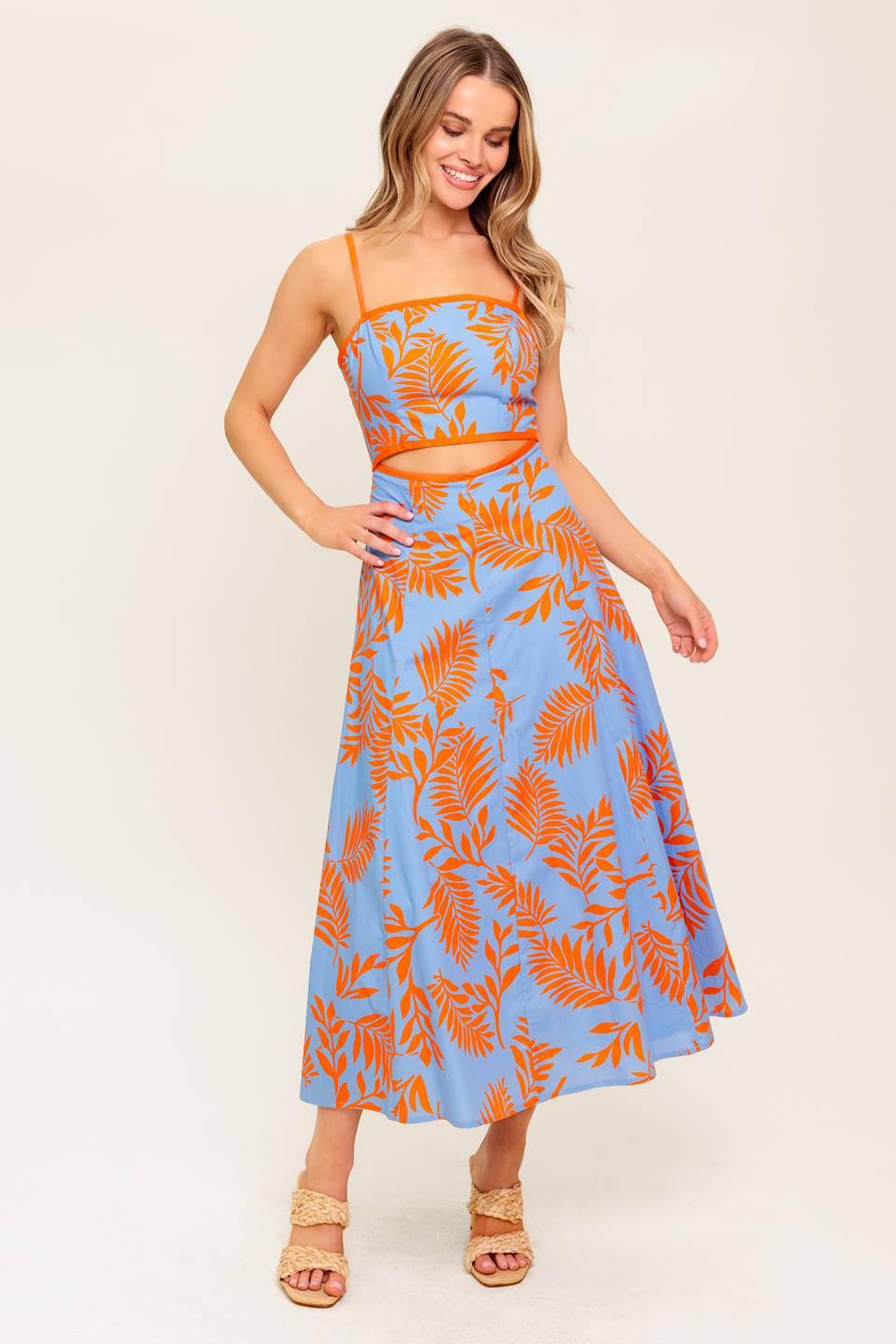 APRICOT SUNSET WOVEN MIDI DRESS - Glamourous Grace