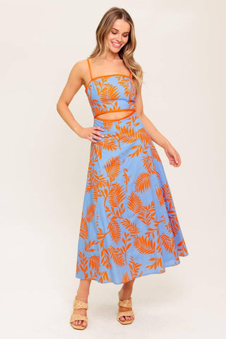 APRICOT SUNSET WOVEN MIDI DRESS - Glamourous Grace