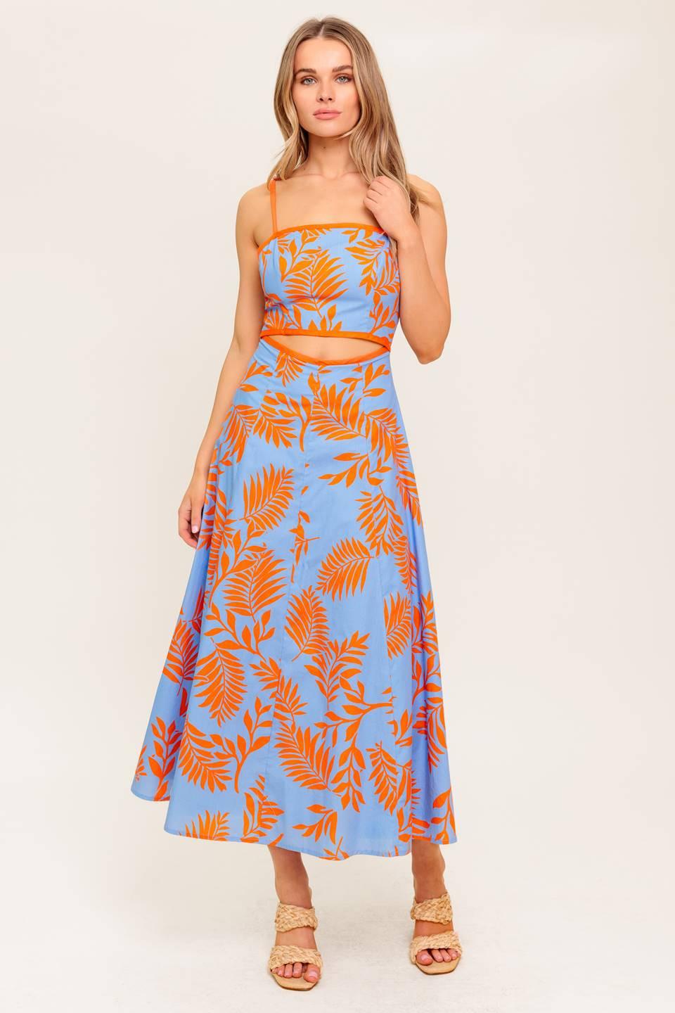 APRICOT SUNSET WOVEN MIDI DRESS - Glamourous Grace