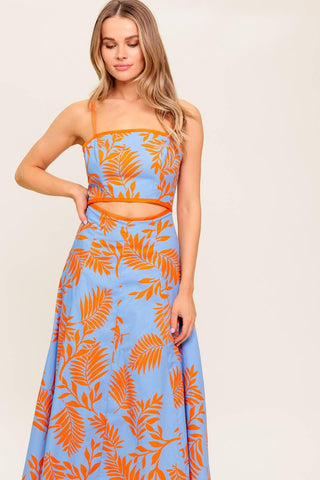 APRICOT SUNSET WOVEN MIDI DRESS - Glamourous Grace