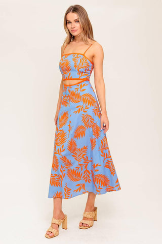 APRICOT SUNSET WOVEN MIDI DRESS - Glamourous Grace