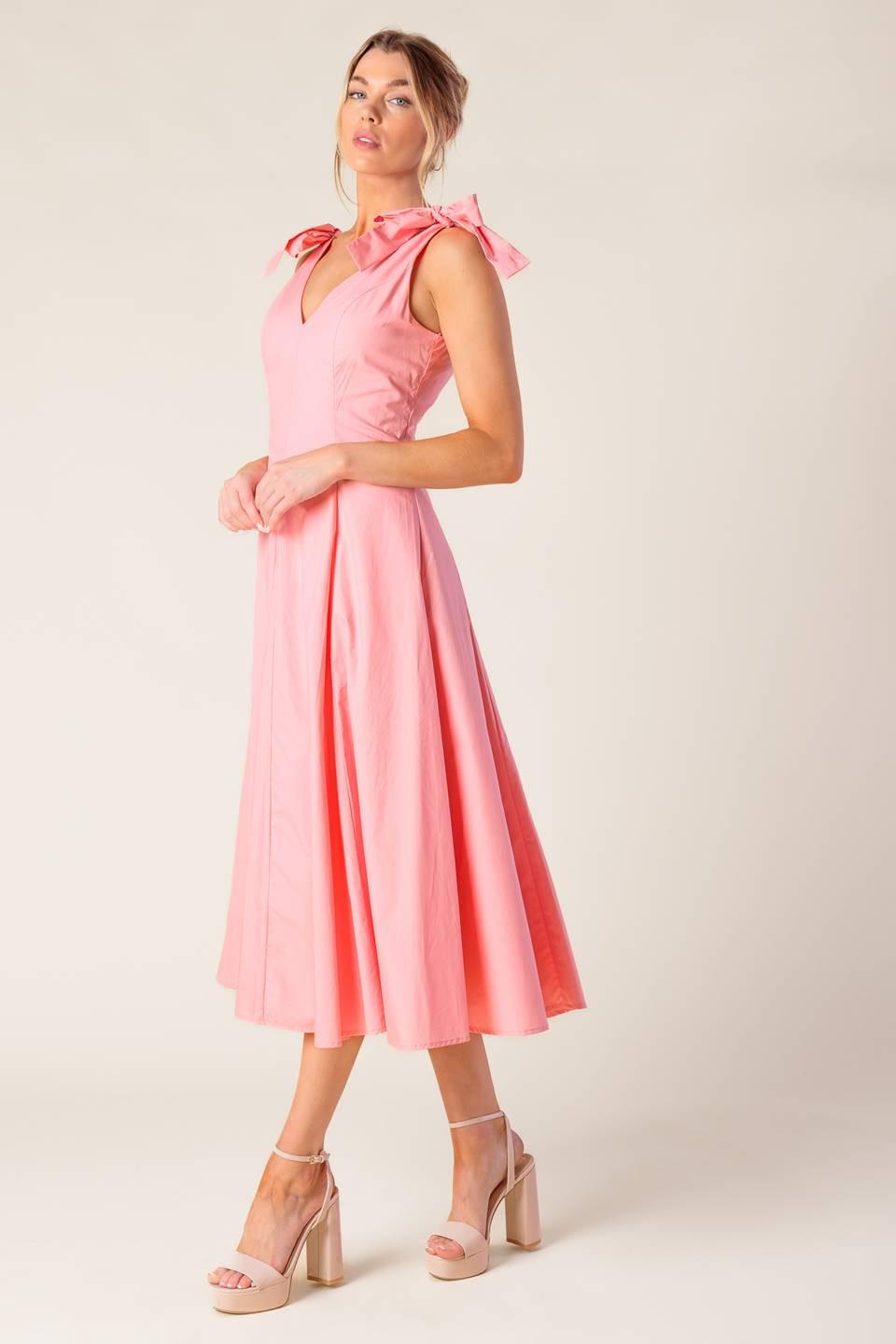 ON THE RIGHT TRACK PEACH WOVEN MIDI DRESS - Glamourous Grace