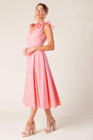 ON THE RIGHT TRACK PEACH WOVEN MIDI DRESS - Glamourous Grace