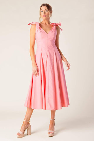 ON THE RIGHT TRACK PEACH WOVEN MIDI DRESS - Glamourous Grace