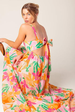 BON VOYAGE PINK ORANGE WOVEN MAXI DRESS - Glamourous Grace