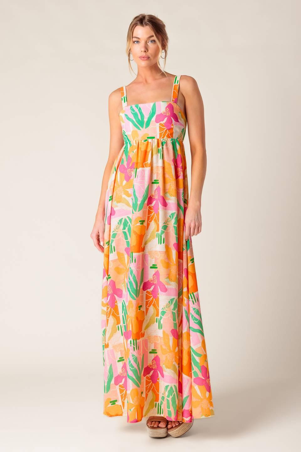BON VOYAGE PINK ORANGE WOVEN MAXI DRESS - Glamourous Grace
