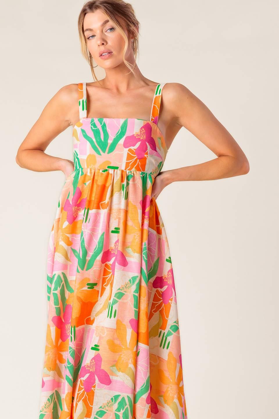 BON VOYAGE PINK ORANGE WOVEN MAXI DRESS - Glamourous Grace