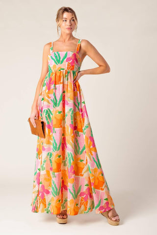 BON VOYAGE PINK ORANGE WOVEN MAXI DRESS - Glamourous Grace