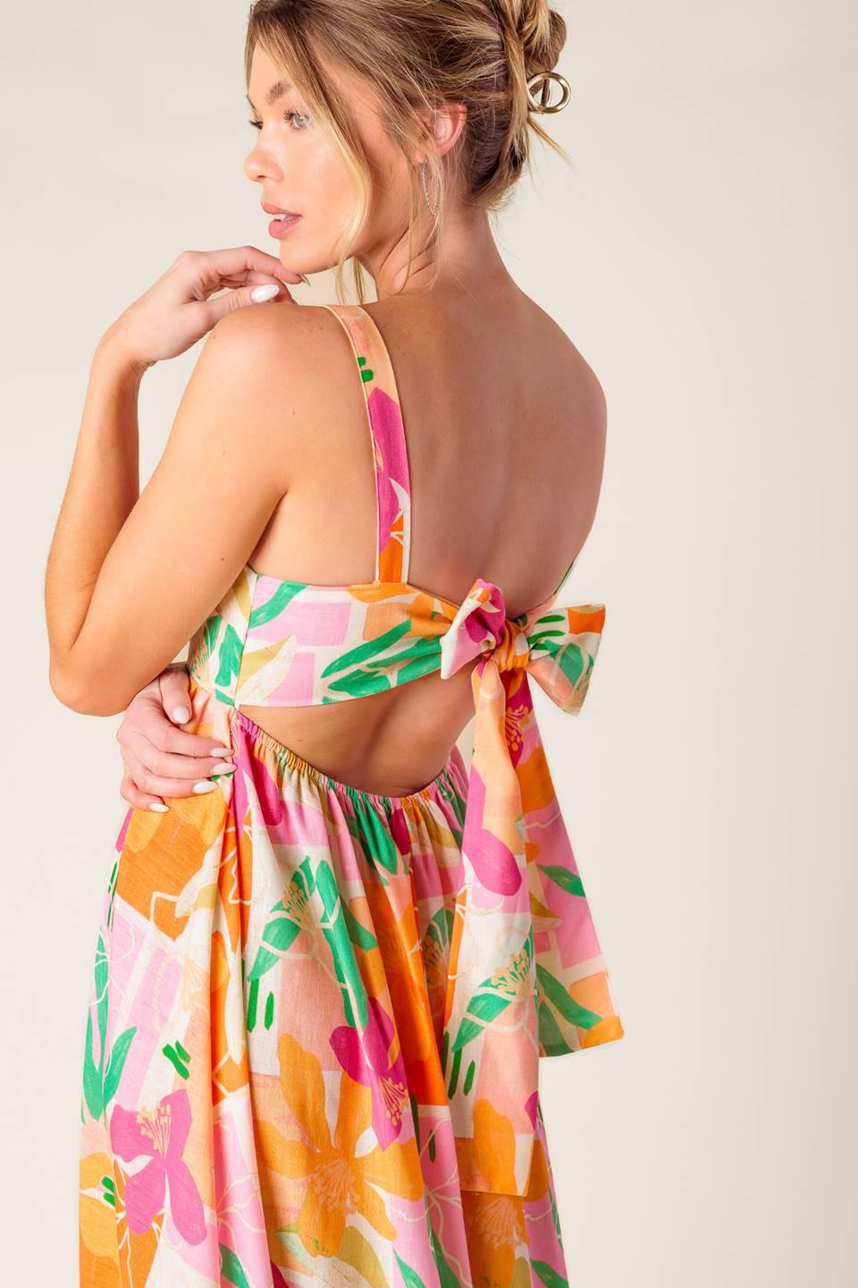 BON VOYAGE PINK ORANGE WOVEN MAXI DRESS - Glamourous Grace