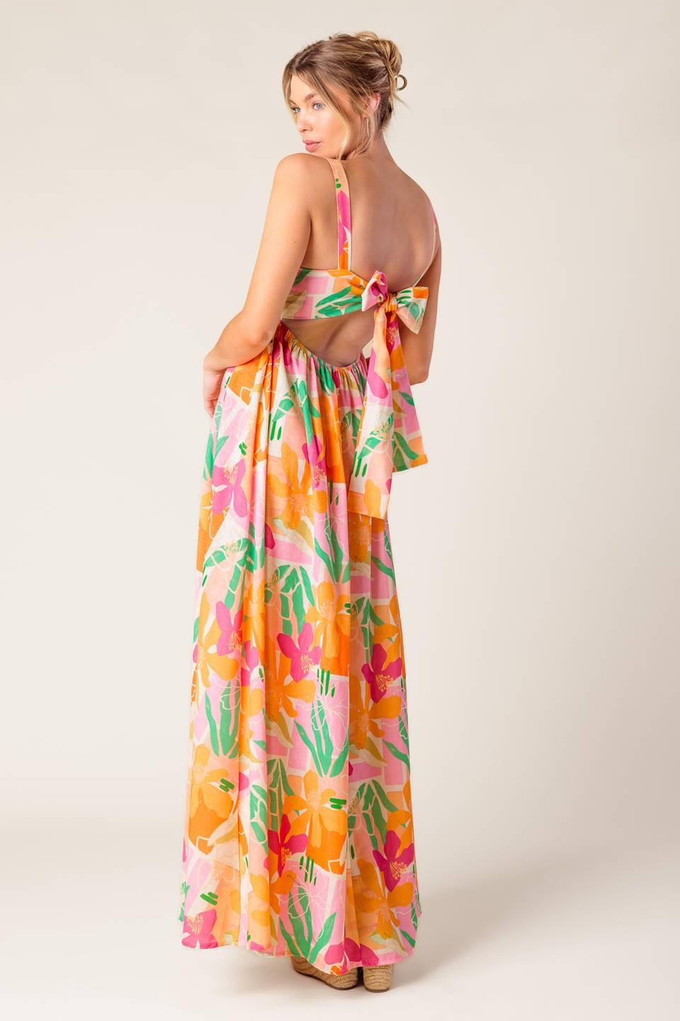 BON VOYAGE PINK ORANGE WOVEN MAXI DRESS - Glamourous Grace
