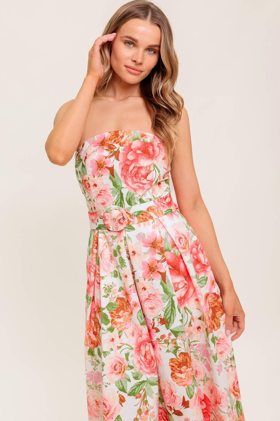 BLUSHING DAWN PINK WOVEN MIDI DRESS - Glamourous Grace