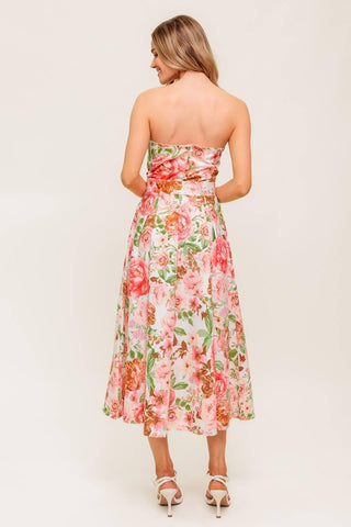 BLUSHING DAWN PINK WOVEN MIDI DRESS - Glamourous Grace