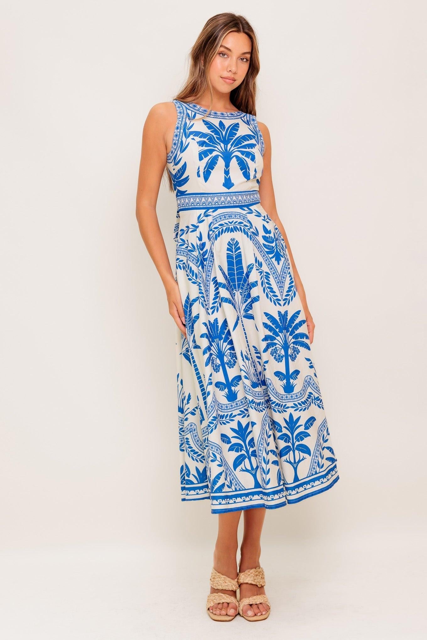OCEAN PETALS WOVEN MIDI DRESS - Glamourous Grace