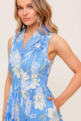 FERN WHISPER BLUE WOVEN MIDI DRESS - Glamourous Grace