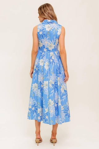FERN WHISPER BLUE WOVEN MIDI DRESS - Glamourous Grace