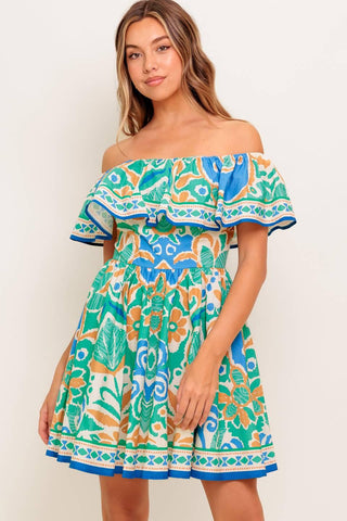 COASTAL LOVE SAGE BLUE WOVEN MINI DRESS - Glamourous Grace