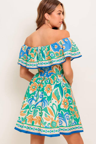 COASTAL LOVE SAGE BLUE WOVEN MINI DRESS - Glamourous Grace