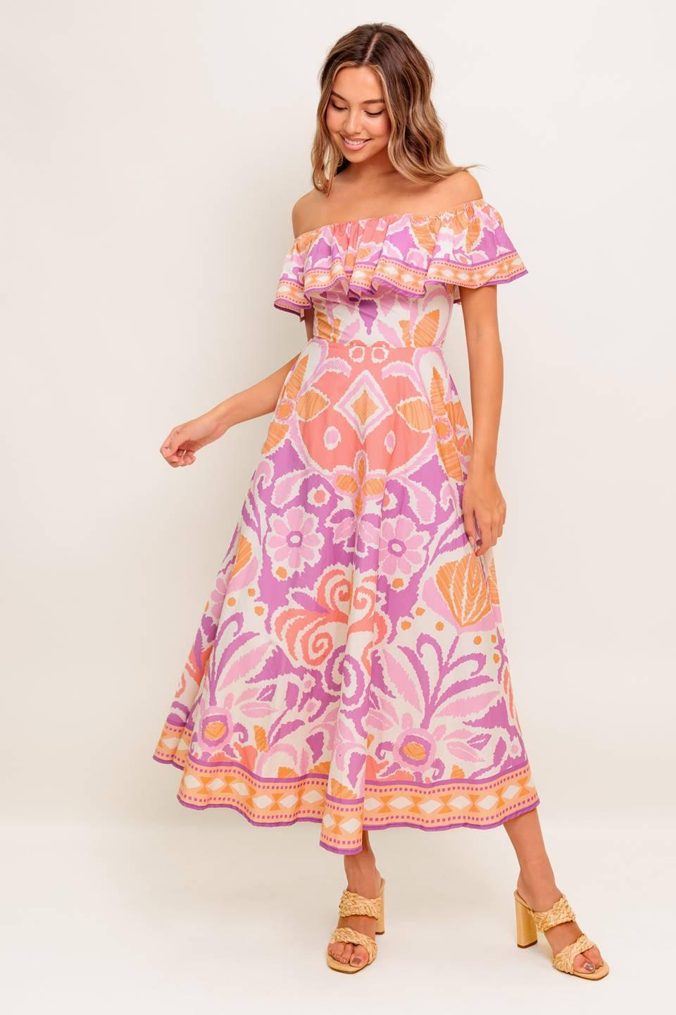 CABANA DREAM LAVENDER WOVEN MIDI DRESS - Glamourous Grace