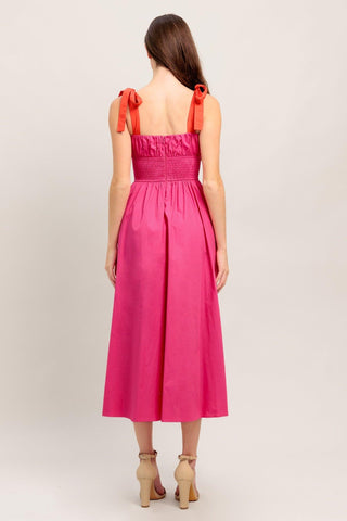 EVENING DELIGHTS FUCHSIA WOVEN MIDI DRESS - Glamourous Grace
