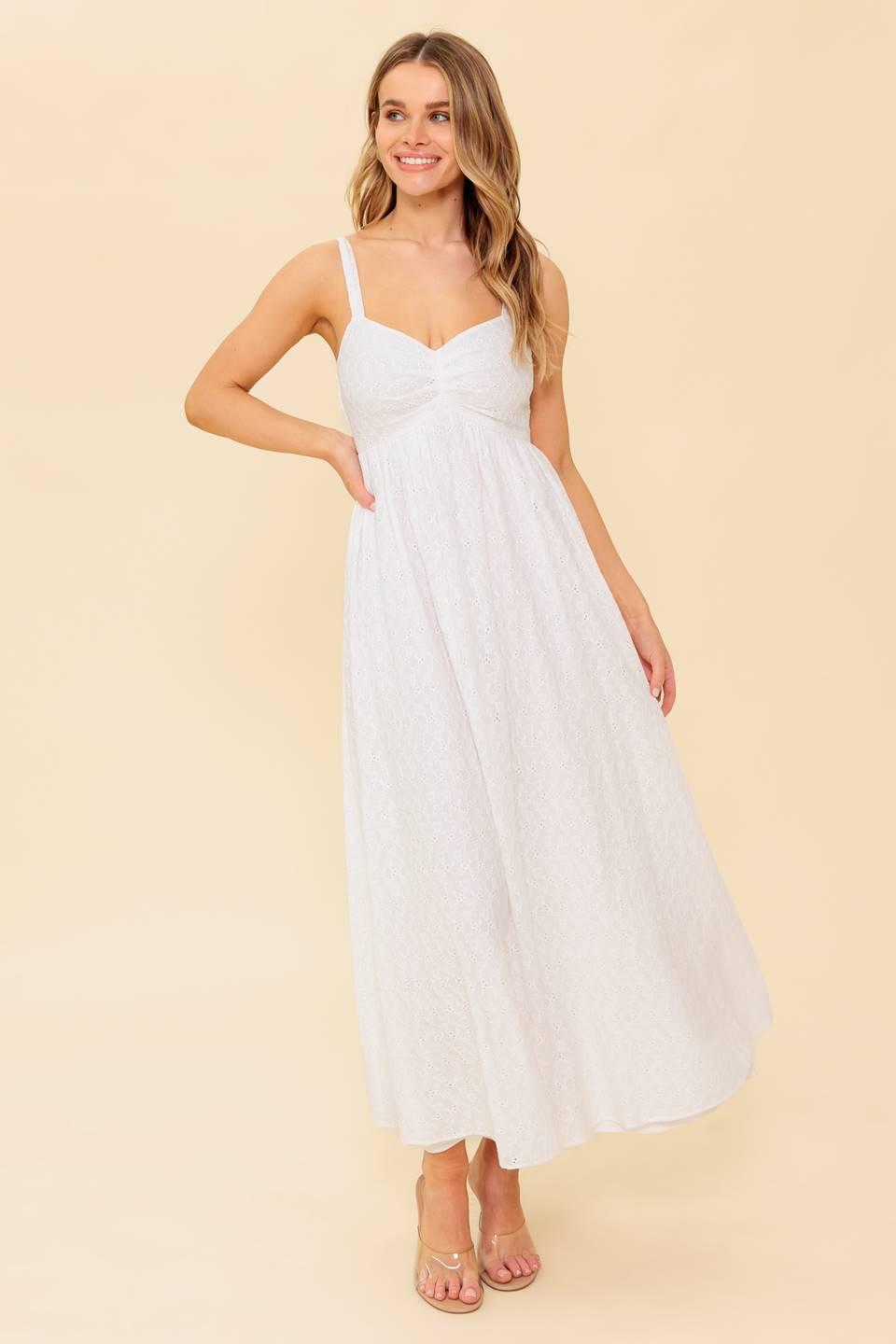 LOVE OF MINE IVORY EYELET MIDI DRESS - Glamourous Grace