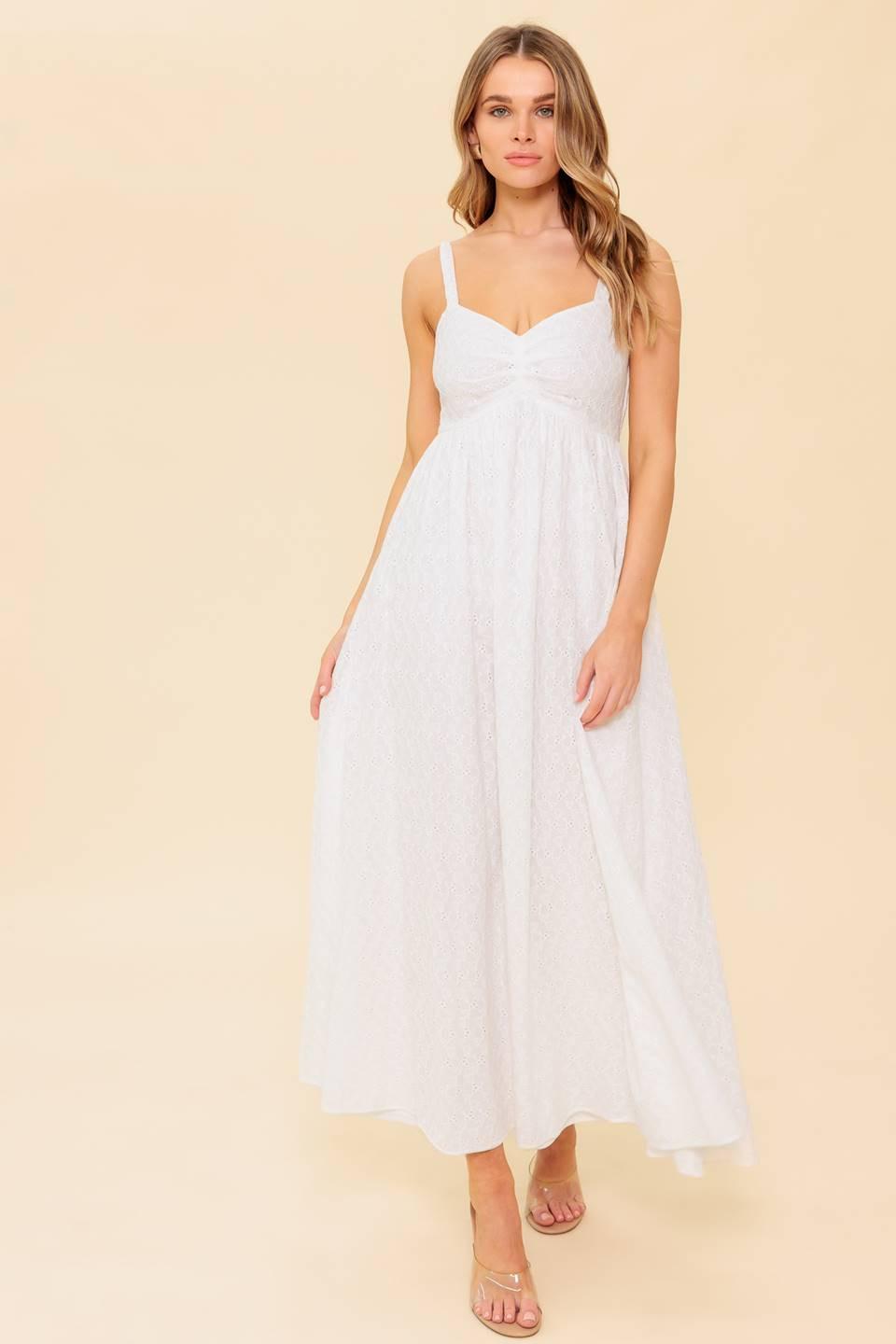 LOVE OF MINE IVORY EYELET MIDI DRESS - Glamourous Grace