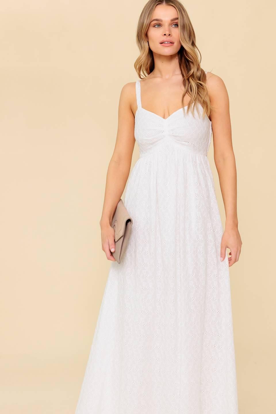 LOVE OF MINE IVORY EYELET MIDI DRESS - Glamourous Grace