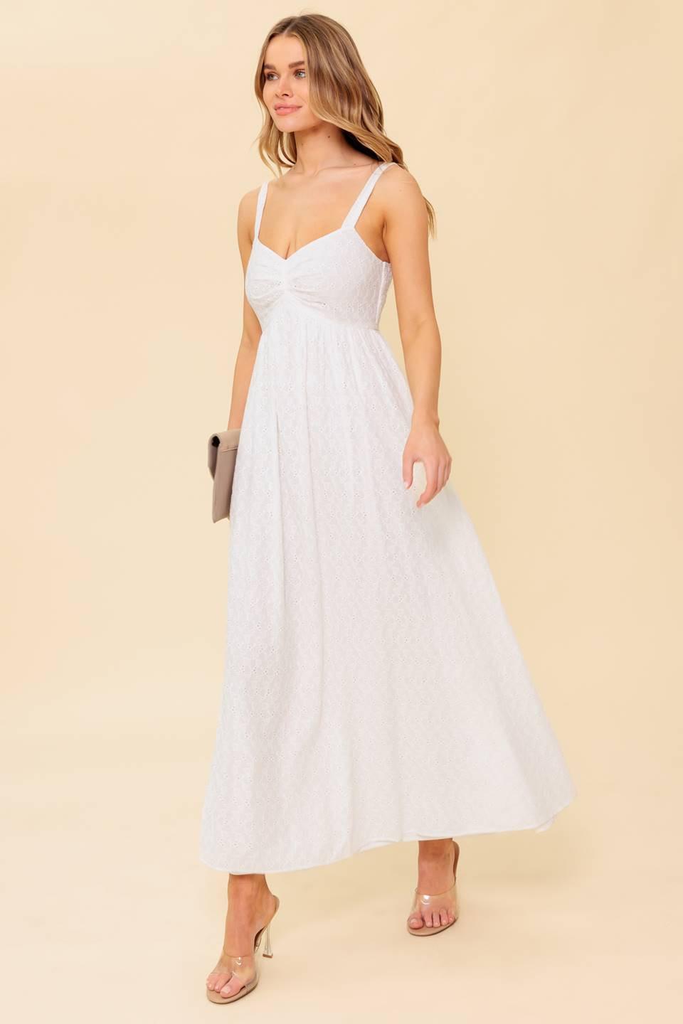 LOVE OF MINE IVORY EYELET MIDI DRESS - Glamourous Grace