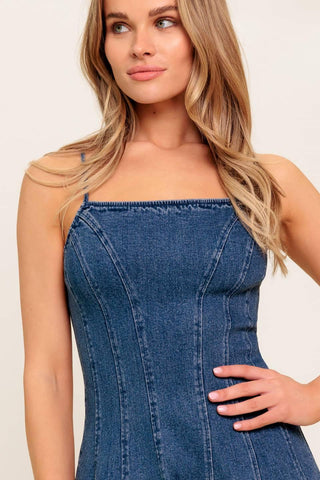 VANILLA COVE DENIM MIDI DRESS - Glamourous Grace