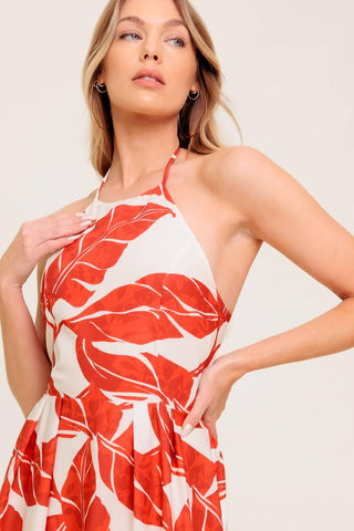 FIRST GLANCE RED WOVEN MIDI DRESS - Glamourous Grace
