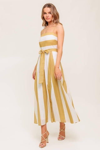 SOFT HORIZON TAUPE WOVEN MIDI DRESS - Glamourous Grace