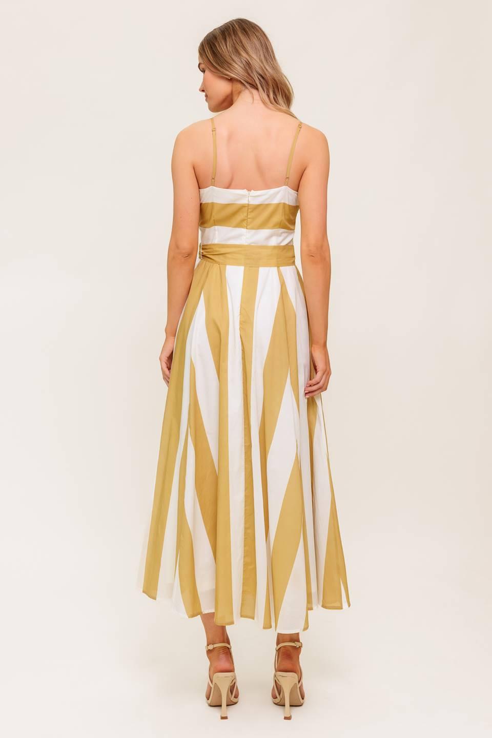 SOFT HORIZON TAUPE WOVEN MIDI DRESS - Glamourous Grace