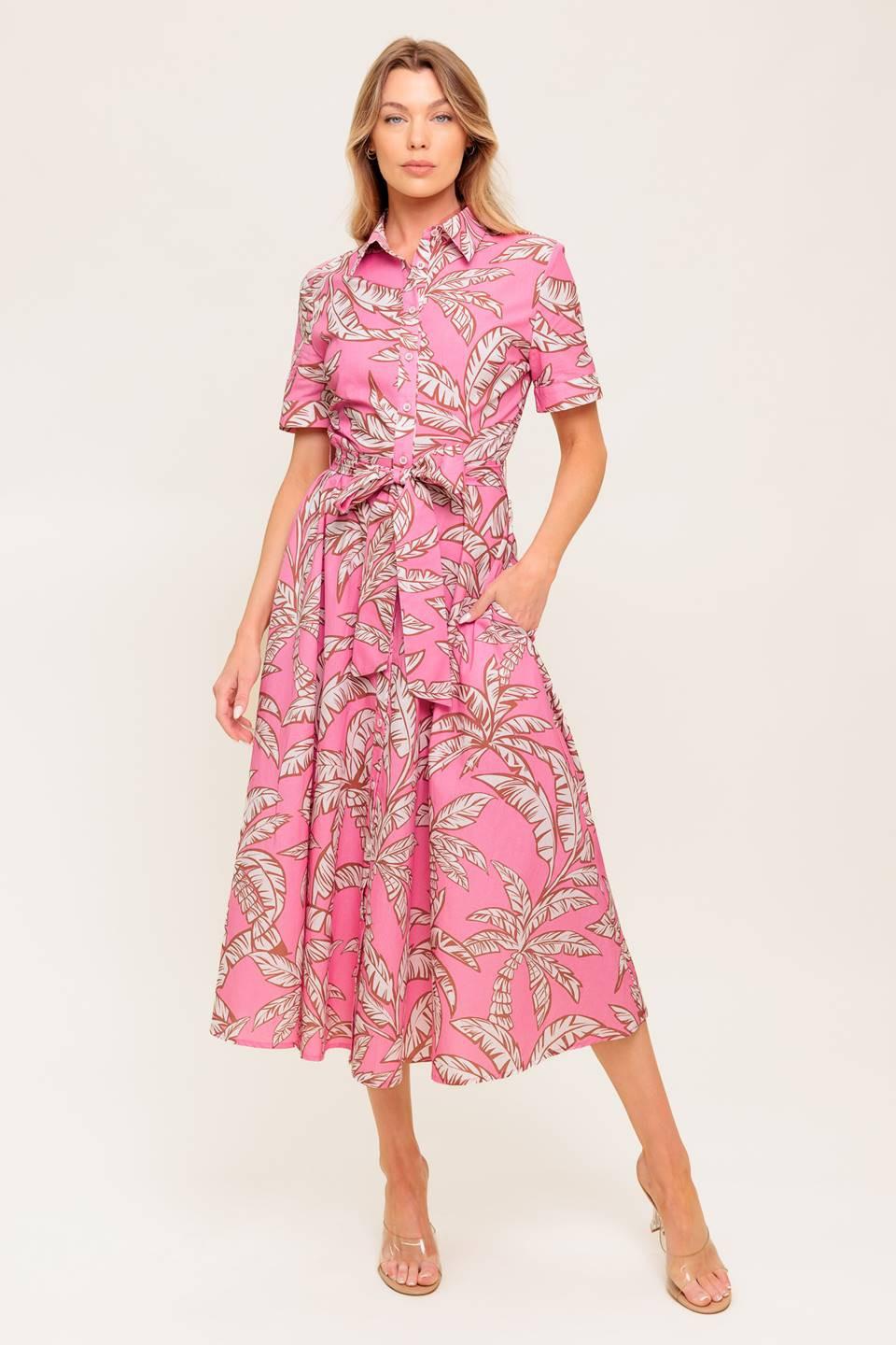 SWEET CAMELLIA PINK WOVEN MIDI DRESS - Glamourous Grace