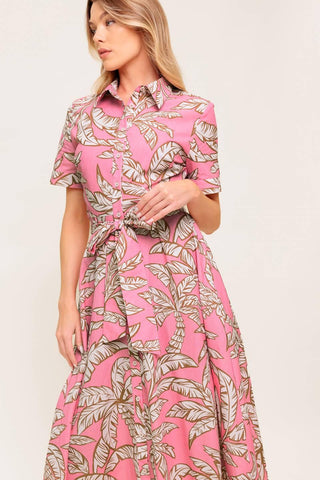 SWEET CAMELLIA PINK WOVEN MIDI DRESS - Glamourous Grace
