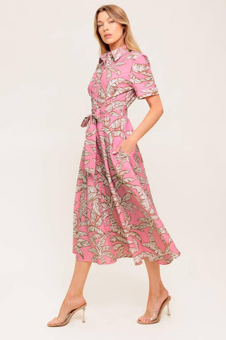 SWEET CAMELLIA PINK WOVEN MIDI DRESS - Glamourous Grace